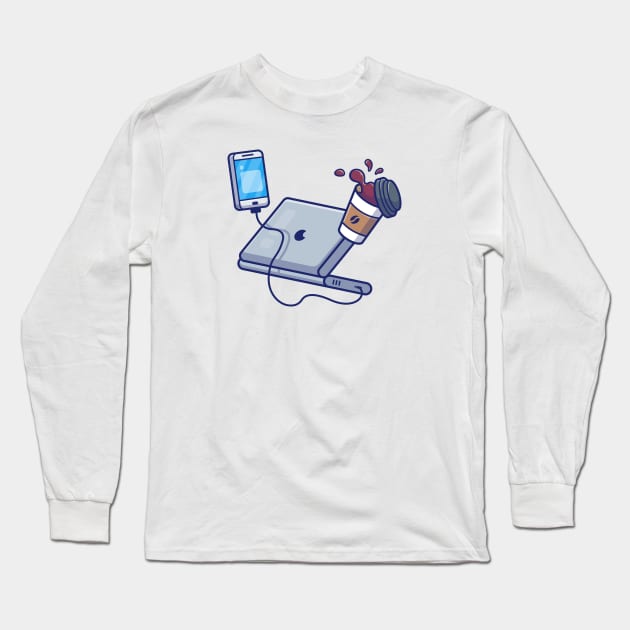 Laptop, headphone and coffee Long Sleeve T-Shirt by Catalyst Labs